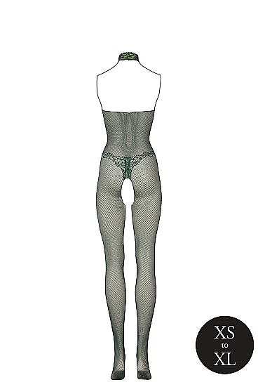 Fishnet and Lace Bodystocking - One Size - Grønn