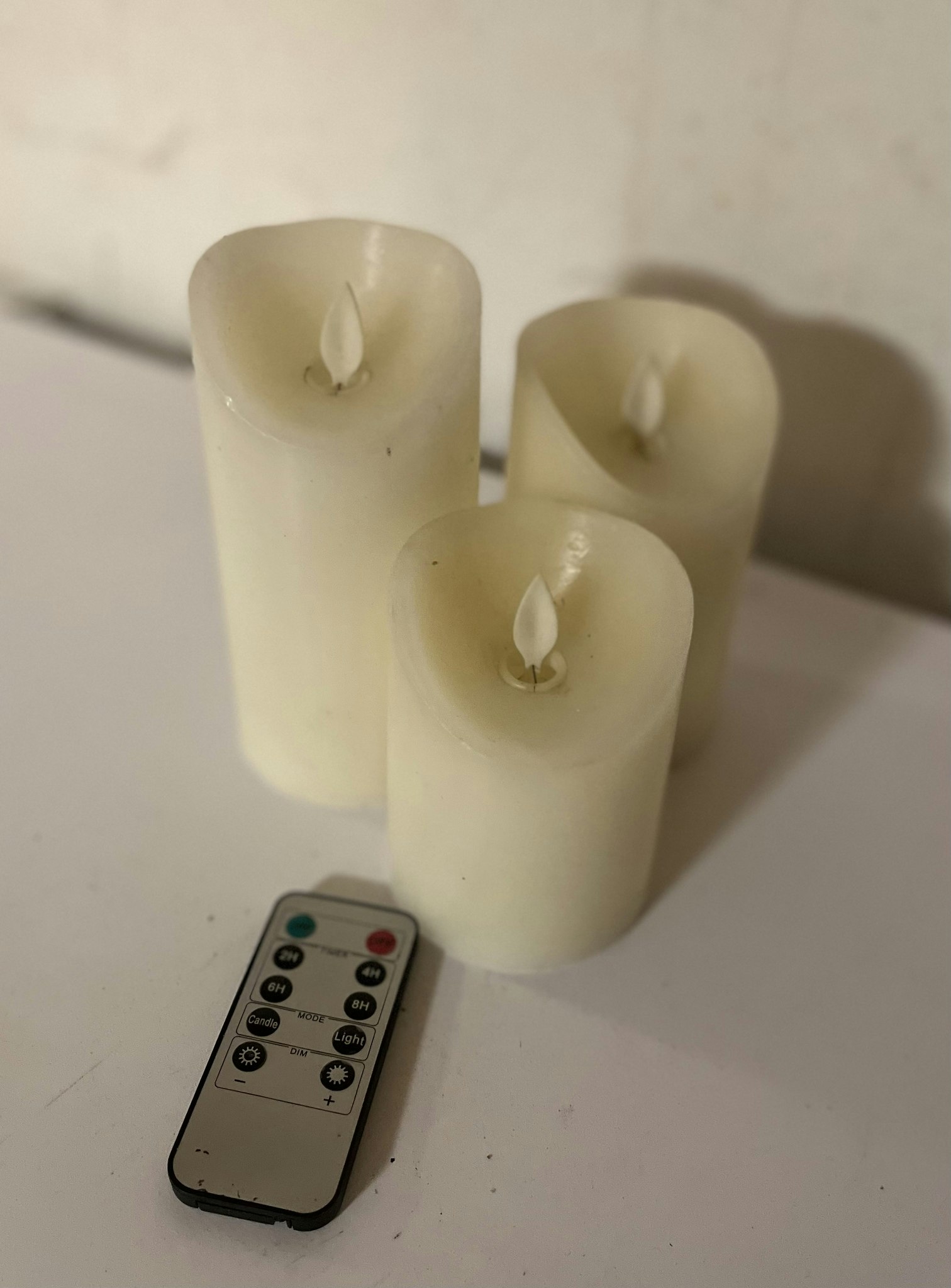 3 led lys med bevægende flamme inkl. fjernbetjening
