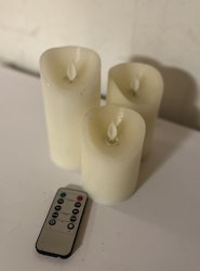3 led lys med bevægende flamme inkl. fjernbetjening