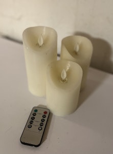 3 led lys med bevægende flamme inkl. fjernbetjening