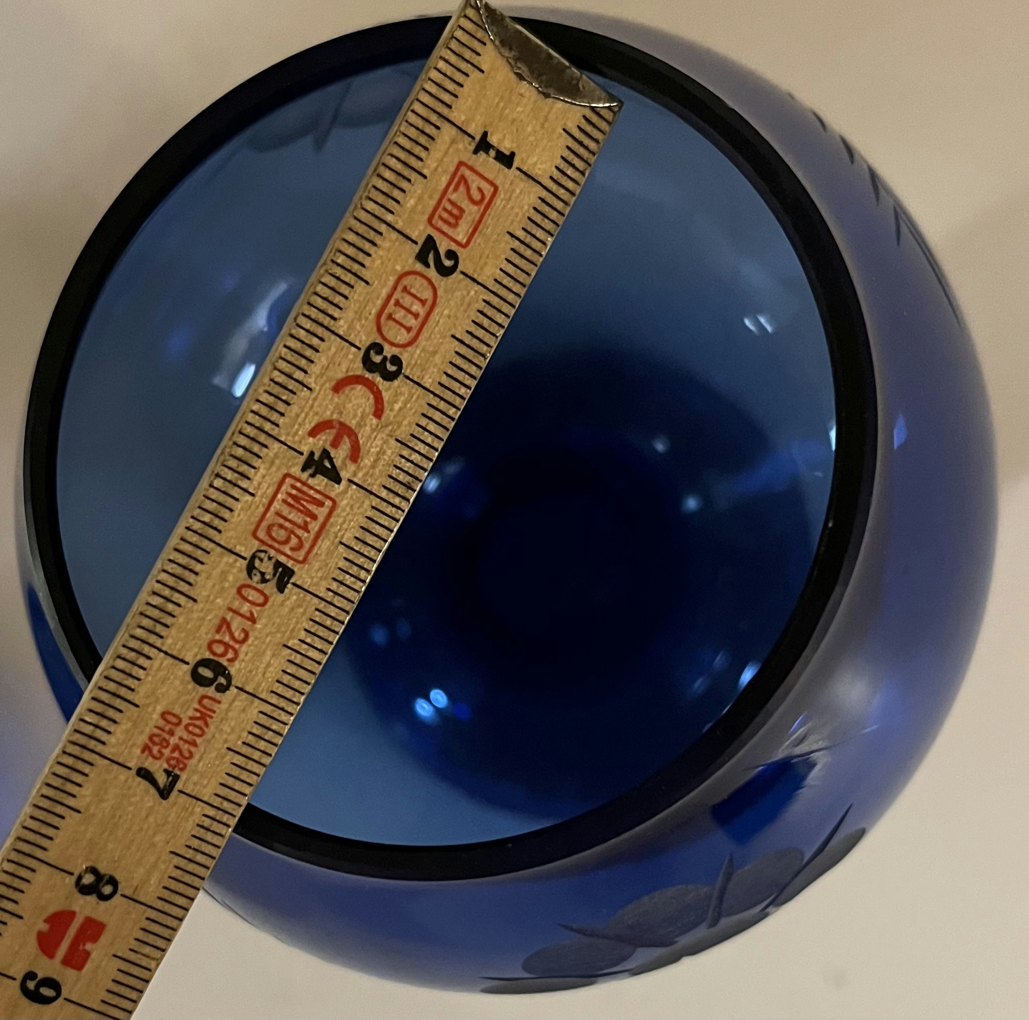Blå glaskrukke med låg - 22 cm