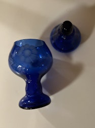 Blå glaskrukke med låg - 22 cm