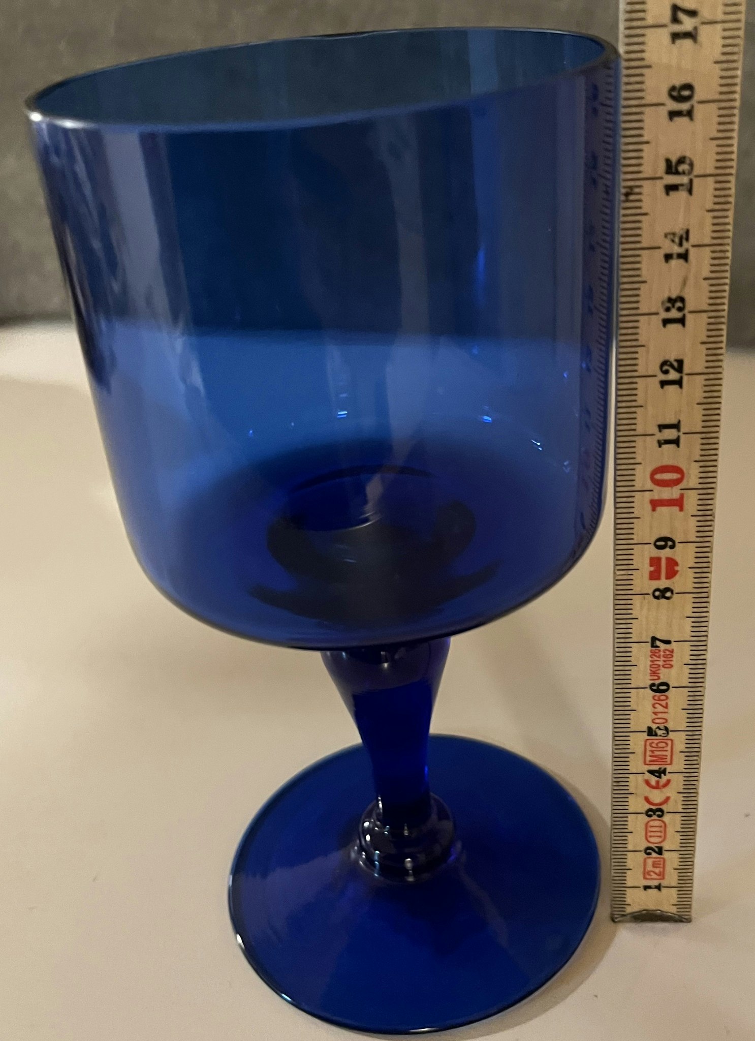 Blåt glas - 17 cm