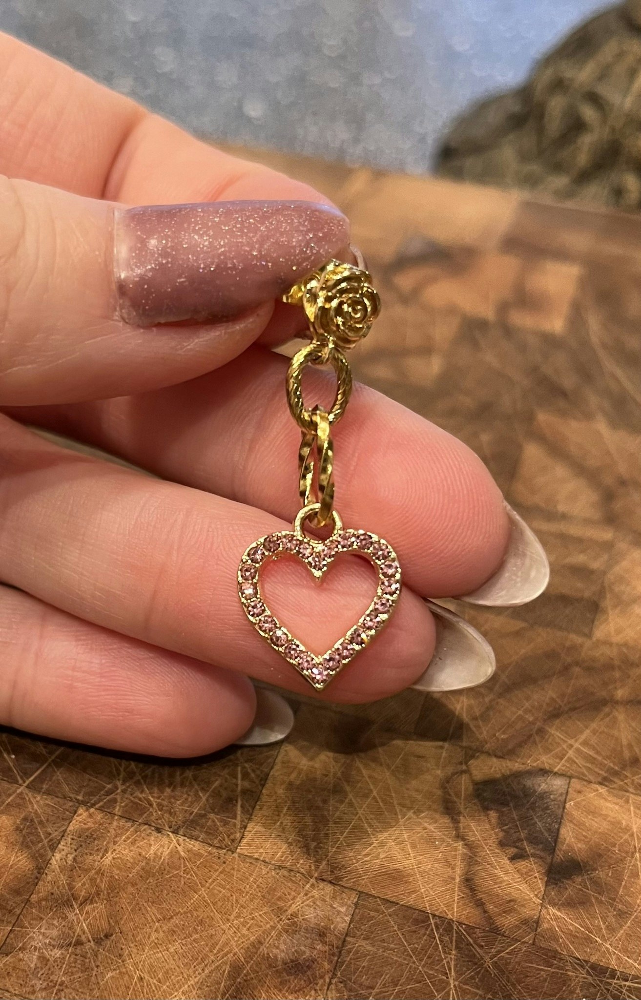 Pink crystalheart - 4 cm