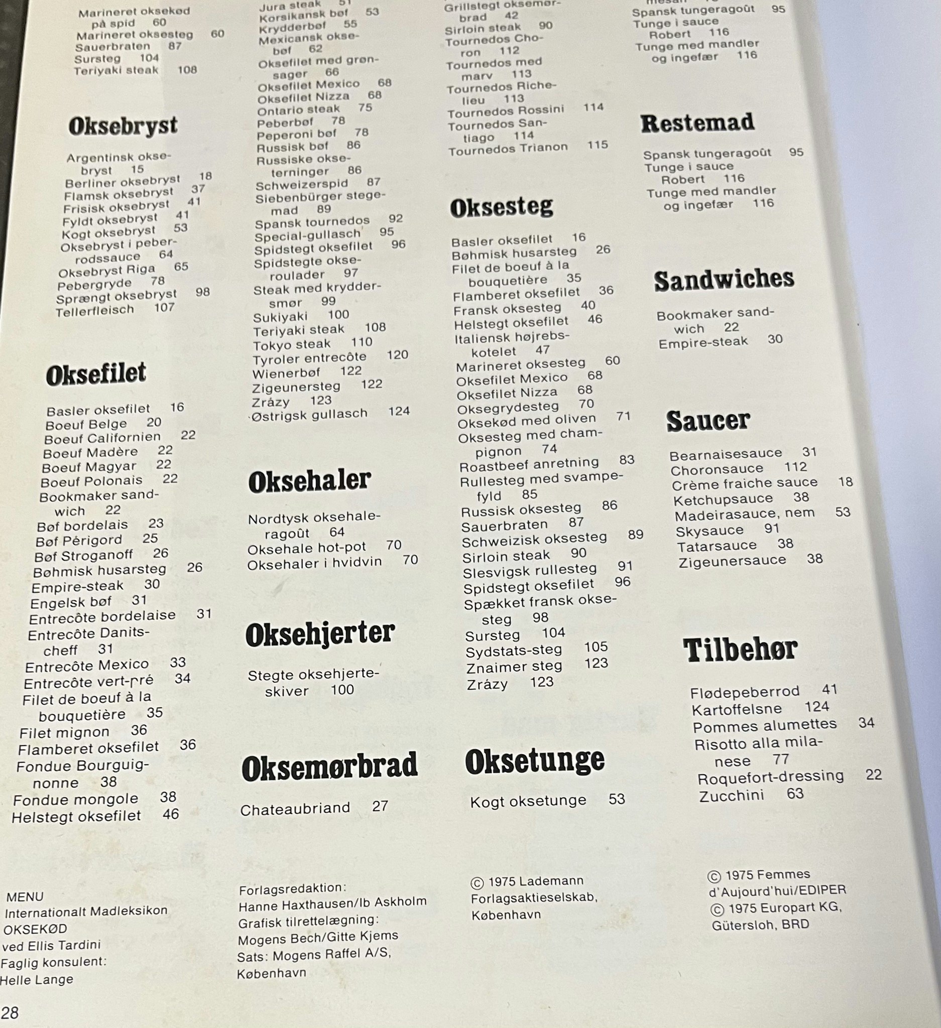 MENU - Oksekød