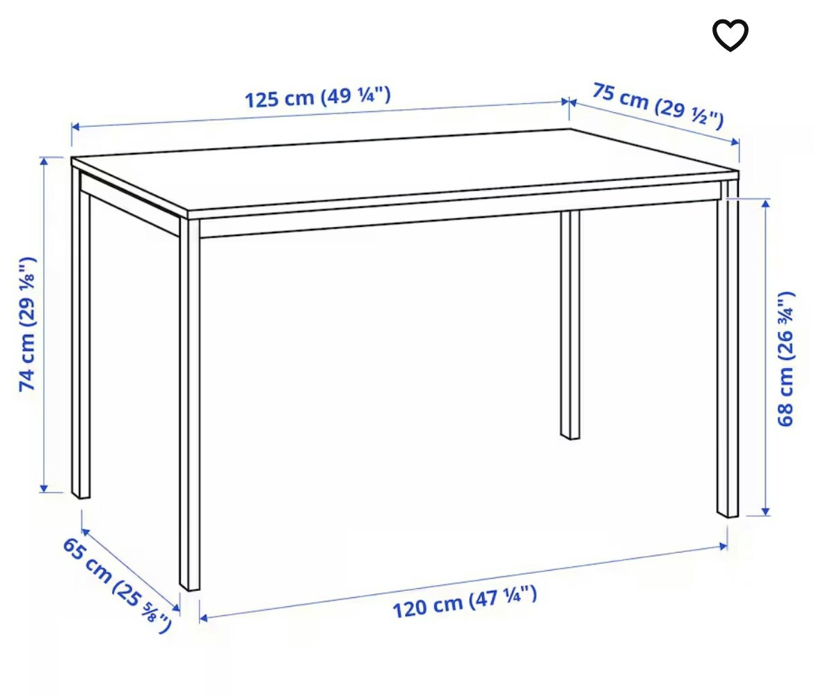Ikea spisebord med 4 stole