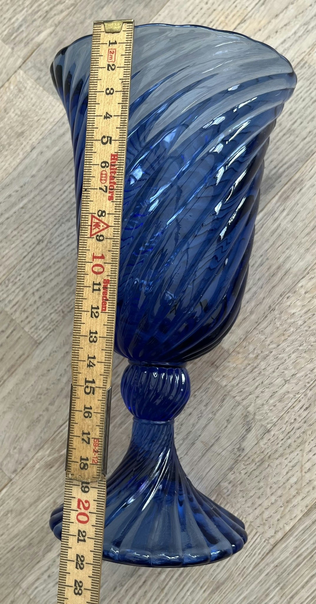 Vintage blå Glas - 22 cm