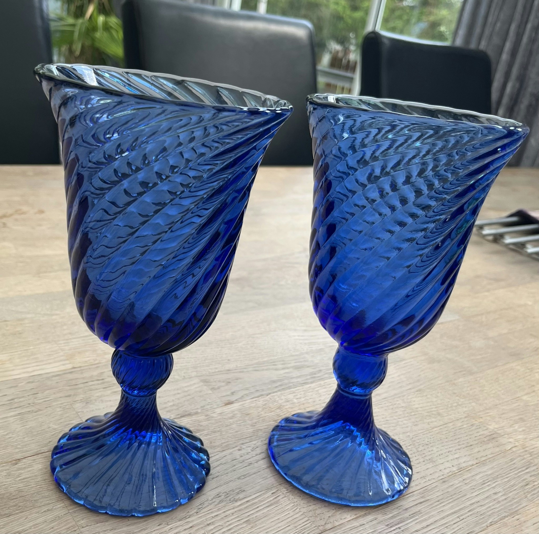 Vintage blå Glas - 22 cm
