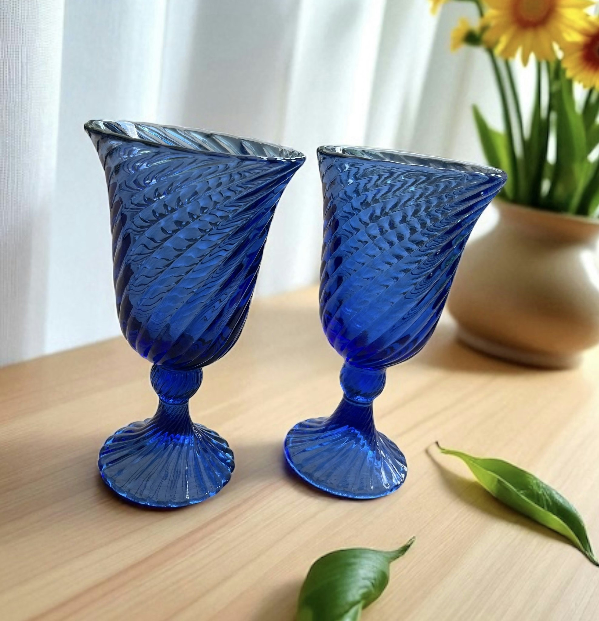 Vintage blå Glas - 22 cm