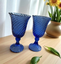 Vintage blå Glas - 22 cm