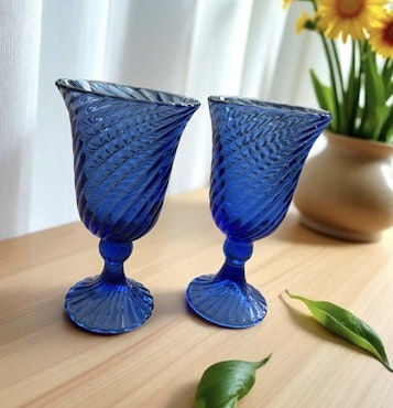 Vintage blå Glas - 22 cm