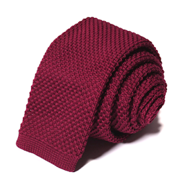Stickad vinröd slips