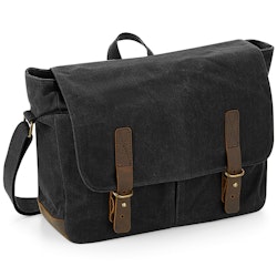 Black waxed messenger bag