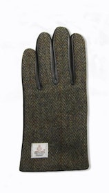 Brun handske i lammnappa-Harris Tweed