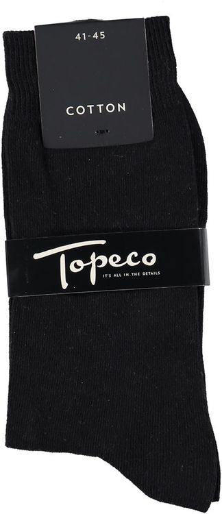 Enfärgad svart bomullsstrumpa - Topeco