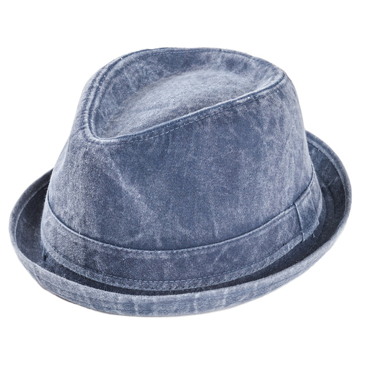 Blå "tvättad" Trilby hatt