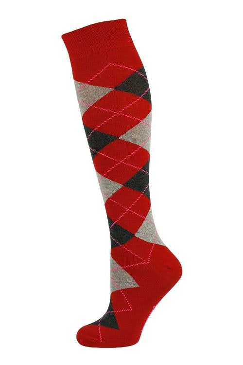 Röd argyle knästrumpa - MySocks