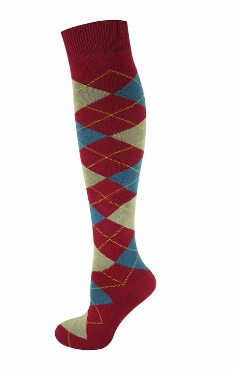 Vinröd argyle knästrumpa - MySocks