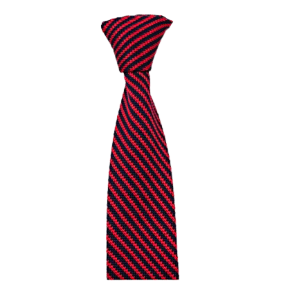 Röd/blå randig stickad slips