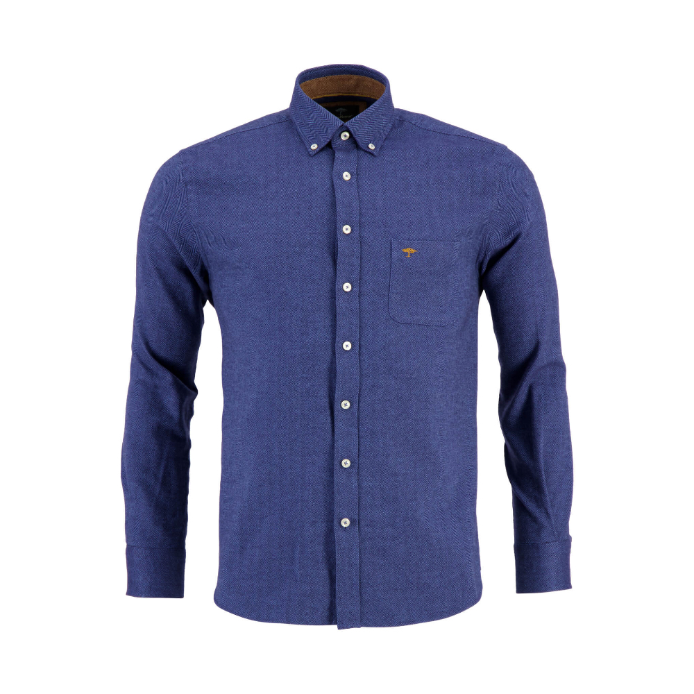 Cotton flannel shirt - Midblue - Fynch-Hatton