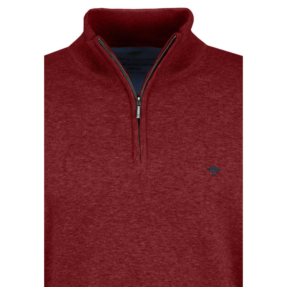 Cardigan med 1/4 zip - Winter red -  Fynch-Hatton