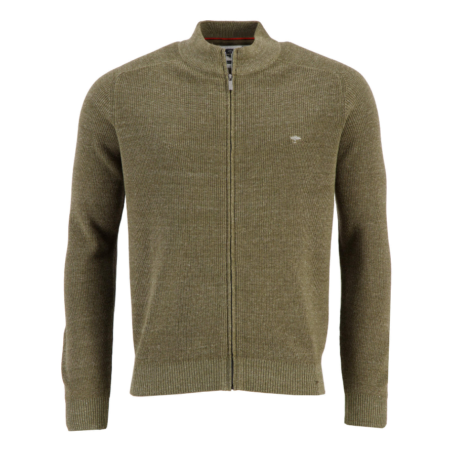 Rib knitted cardigan with 1/1 zip - Fynch-Hatton - Gentlemens Selection | Cardigans