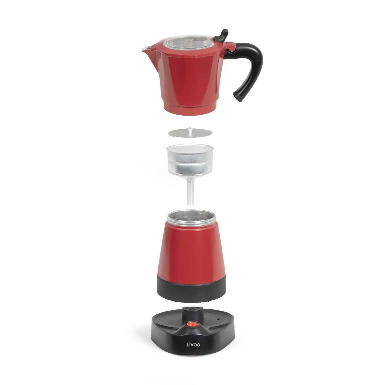 Electric Italian coffee maker Red - Livoo