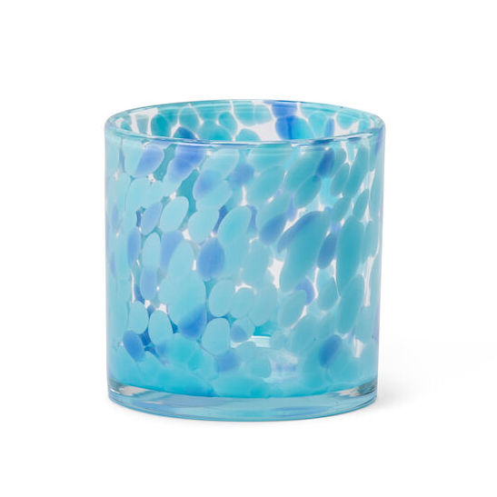 Patterned glass lantern 10x10 cm - Blue - Orrefors Jernverk