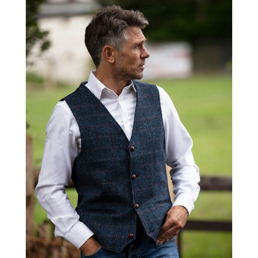 Harris Tweed Waistcoat - Royal Blue