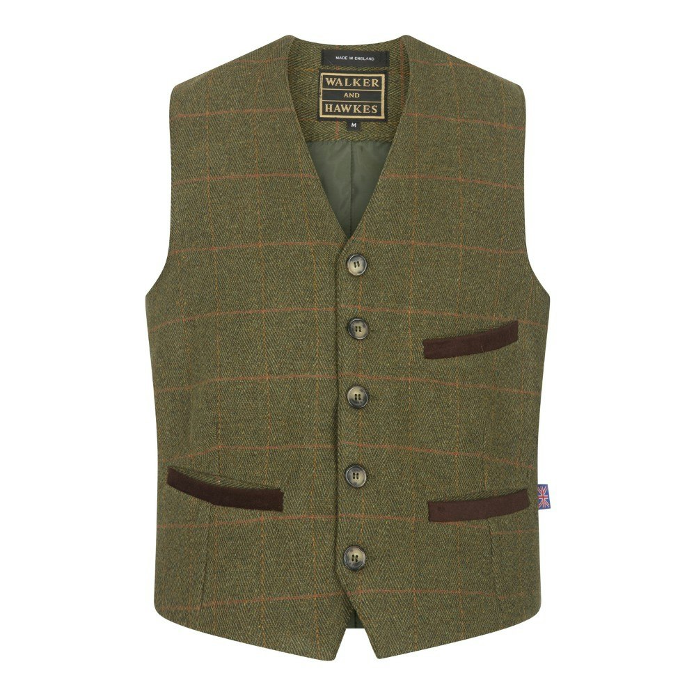 Tweed väst med Teflon - Dark Green - Gentlemens Selection