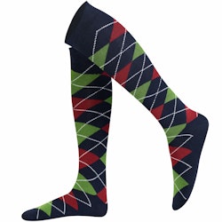 Knästrumpa argyle Navy Green  - My Socks