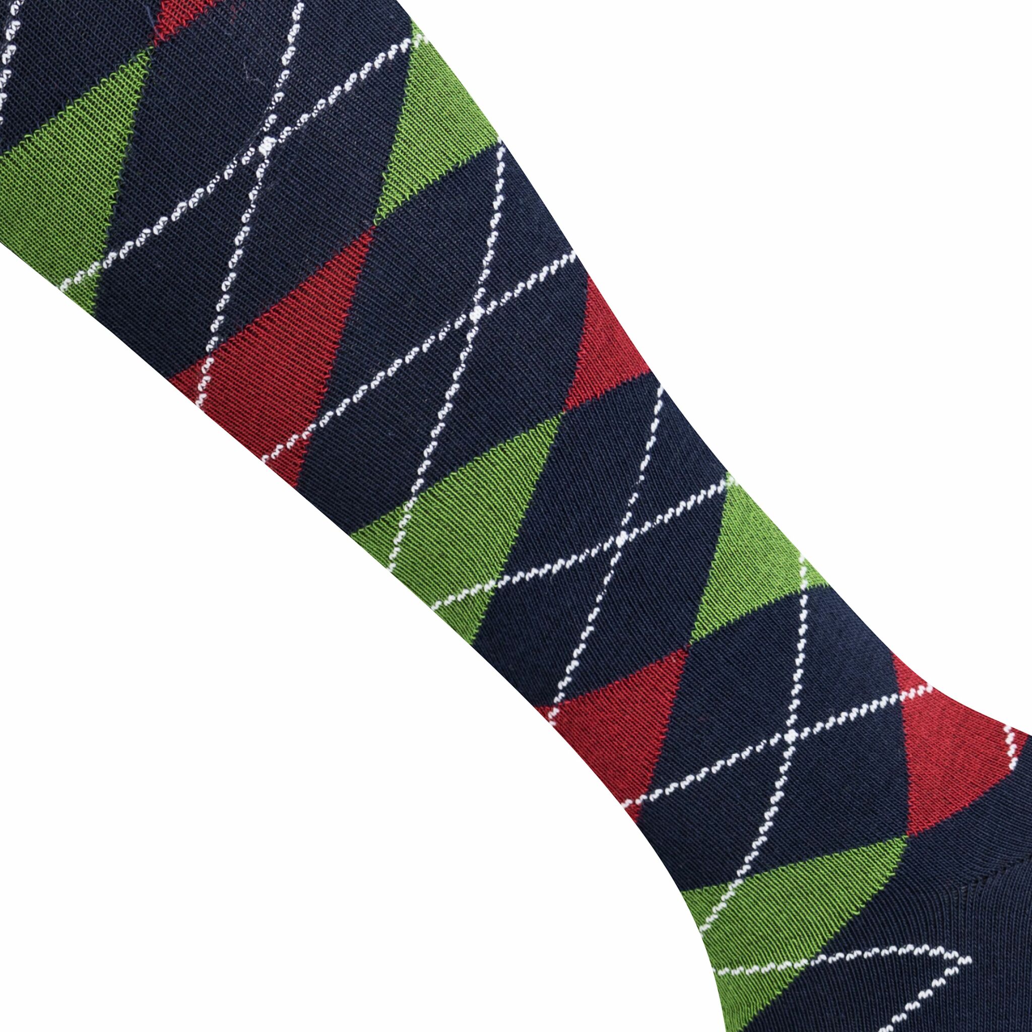 Knästrumpa argyle Navy Green  - My Socks