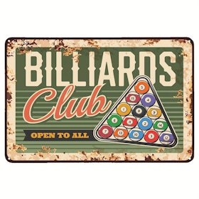 Plåtskylt - "Billiards Club" 20x30cm