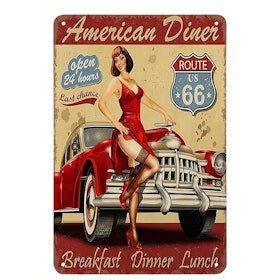 Plåtskylt - "American Diner" 20x30cm