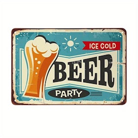 Plåtskylt - "Ice cold beer party" 20x30cm
