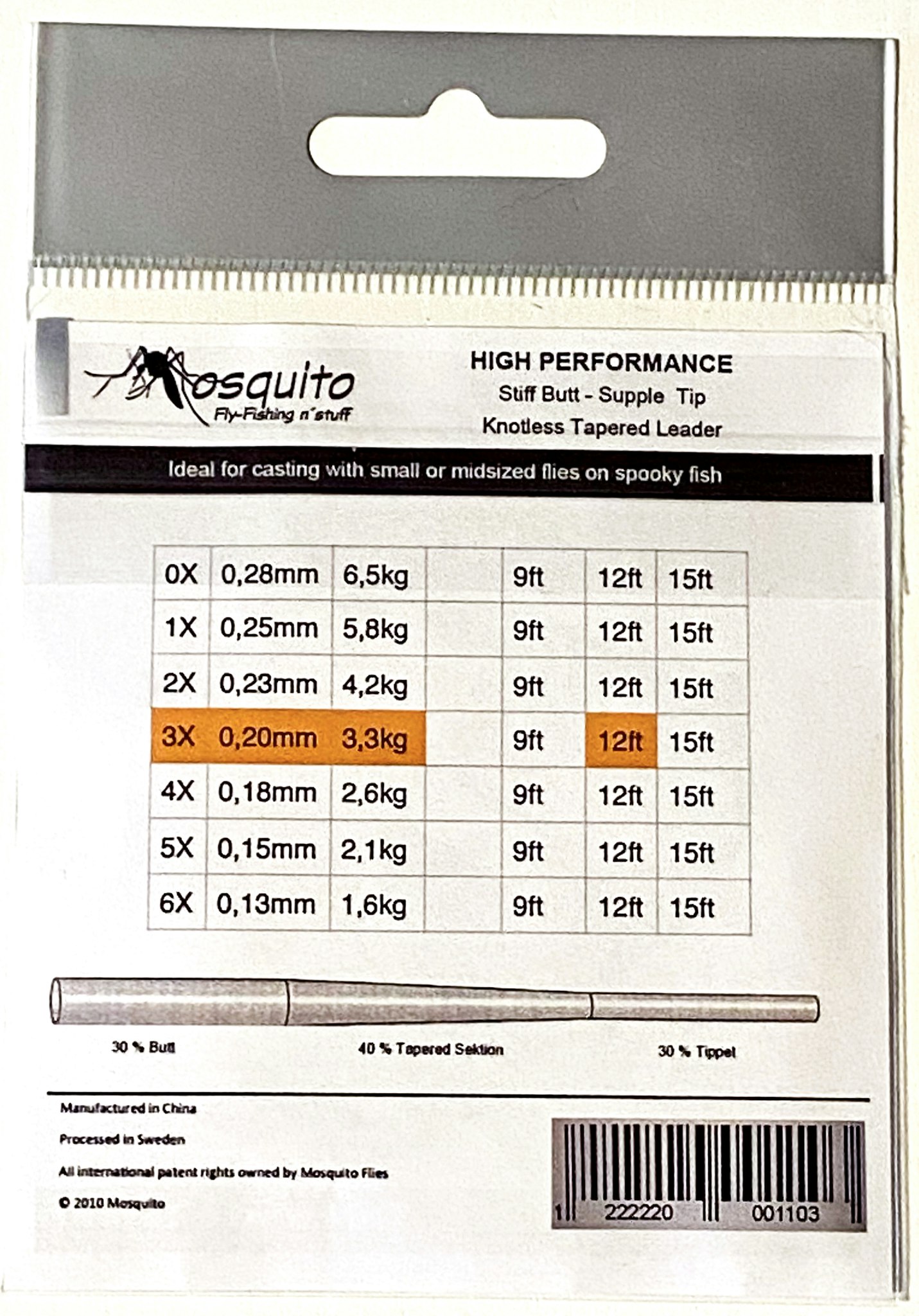 Taperad tafs Mosquito High Performance 3-pack 9ft - Antispinn AB