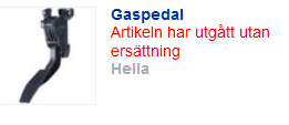 "Fynd" Hella E-Gaspedal (Begagnad)