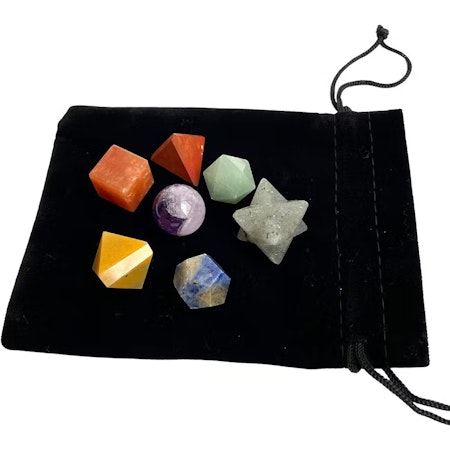 7 Chakra Geometri Set, ca. 1,5x1,5cm