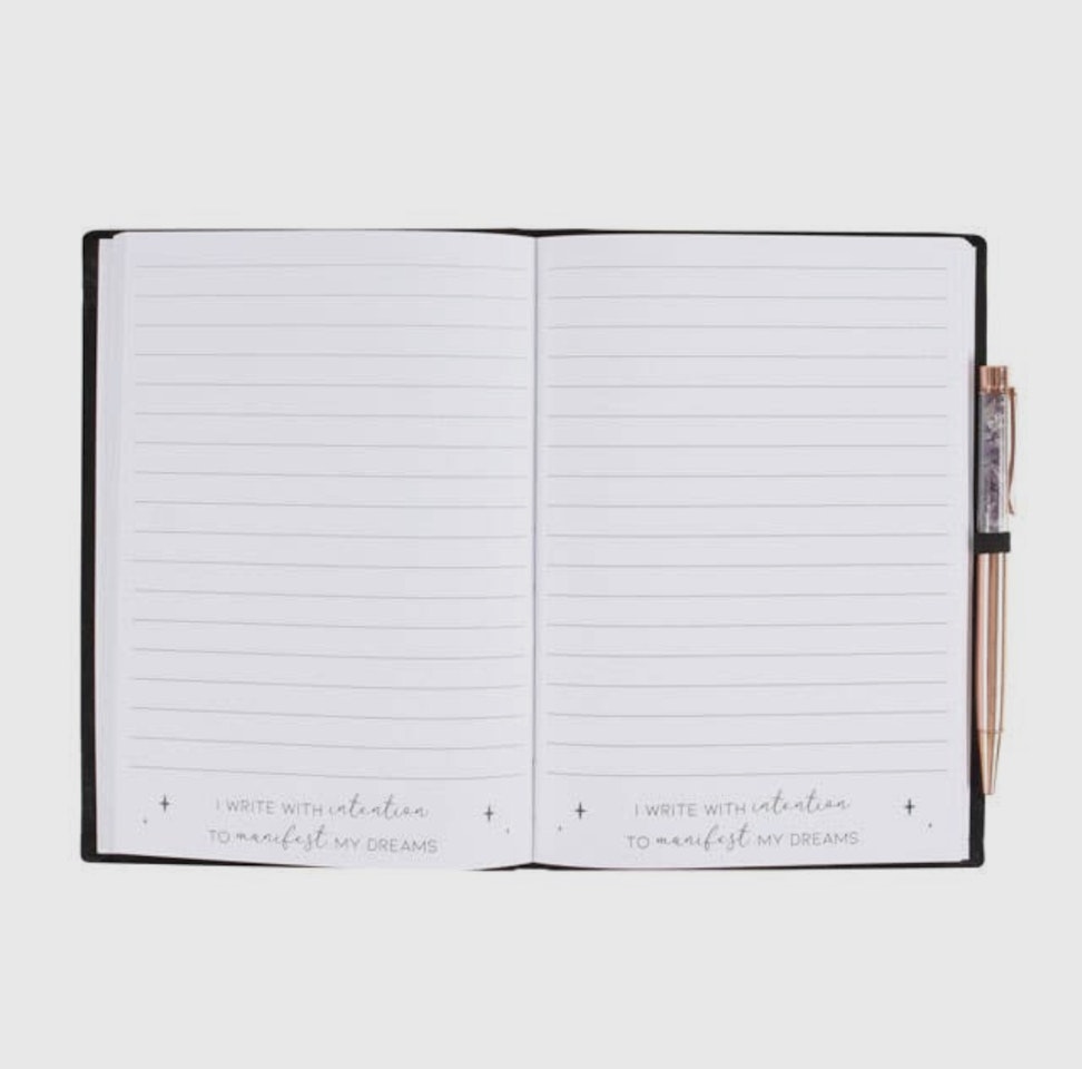 Manifestations dagbok med ametist penna