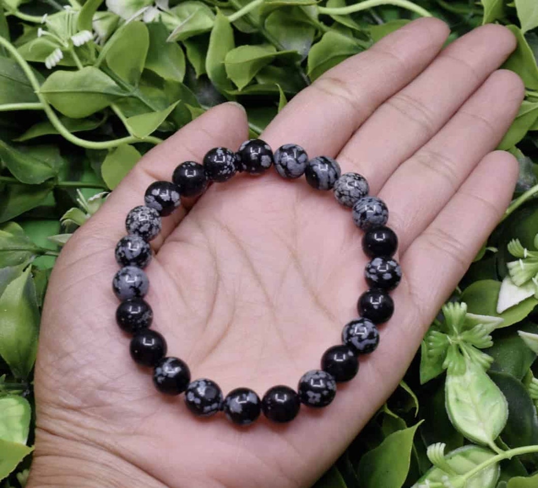 Kristallarmband snowflake obsidian