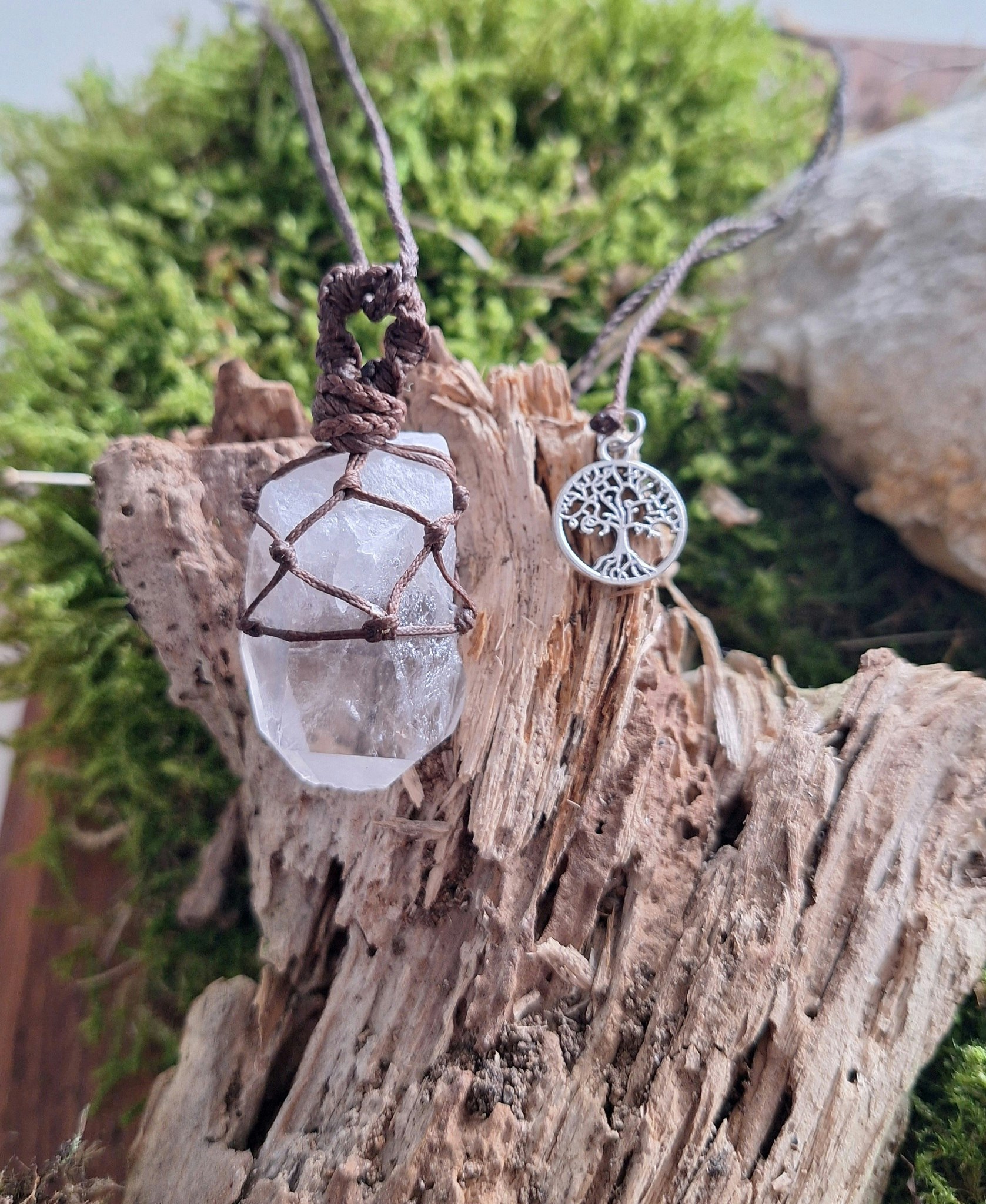 Makrame halsband Lemurian stor rå spets med livets träd ~ Healing. Sammankoppling. Läkning.