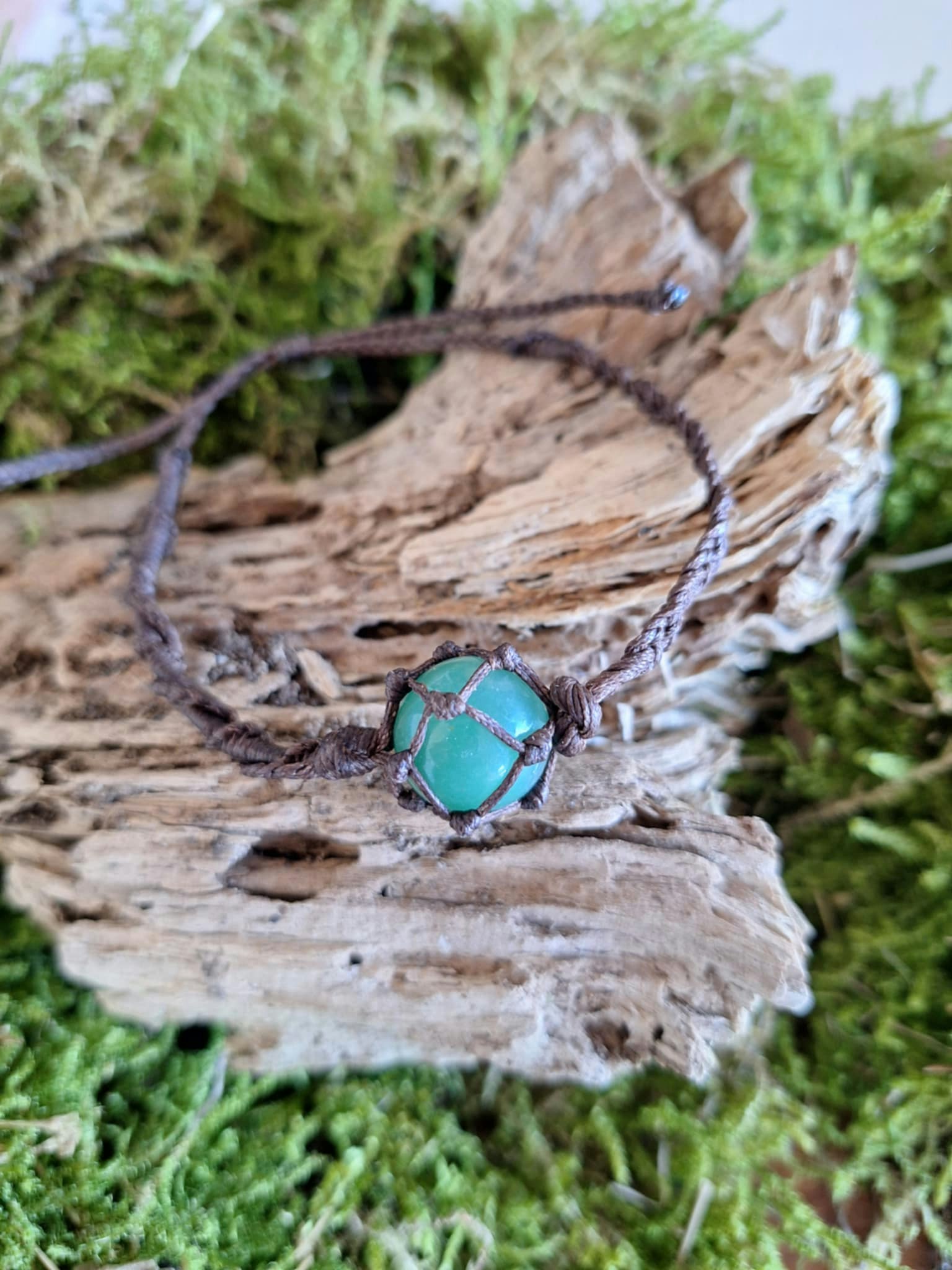Makrame Armband med Grön Aventurin ~ Uppnå drömmar & dra in lycka i ditt liv