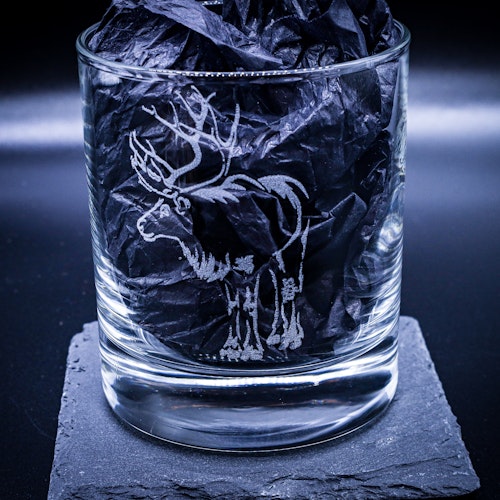 Graverat Whiskeyglas Renen