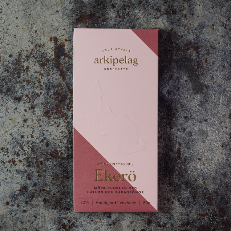 Ekerö - Mörk choklad 70% med hallon & kakaobönor