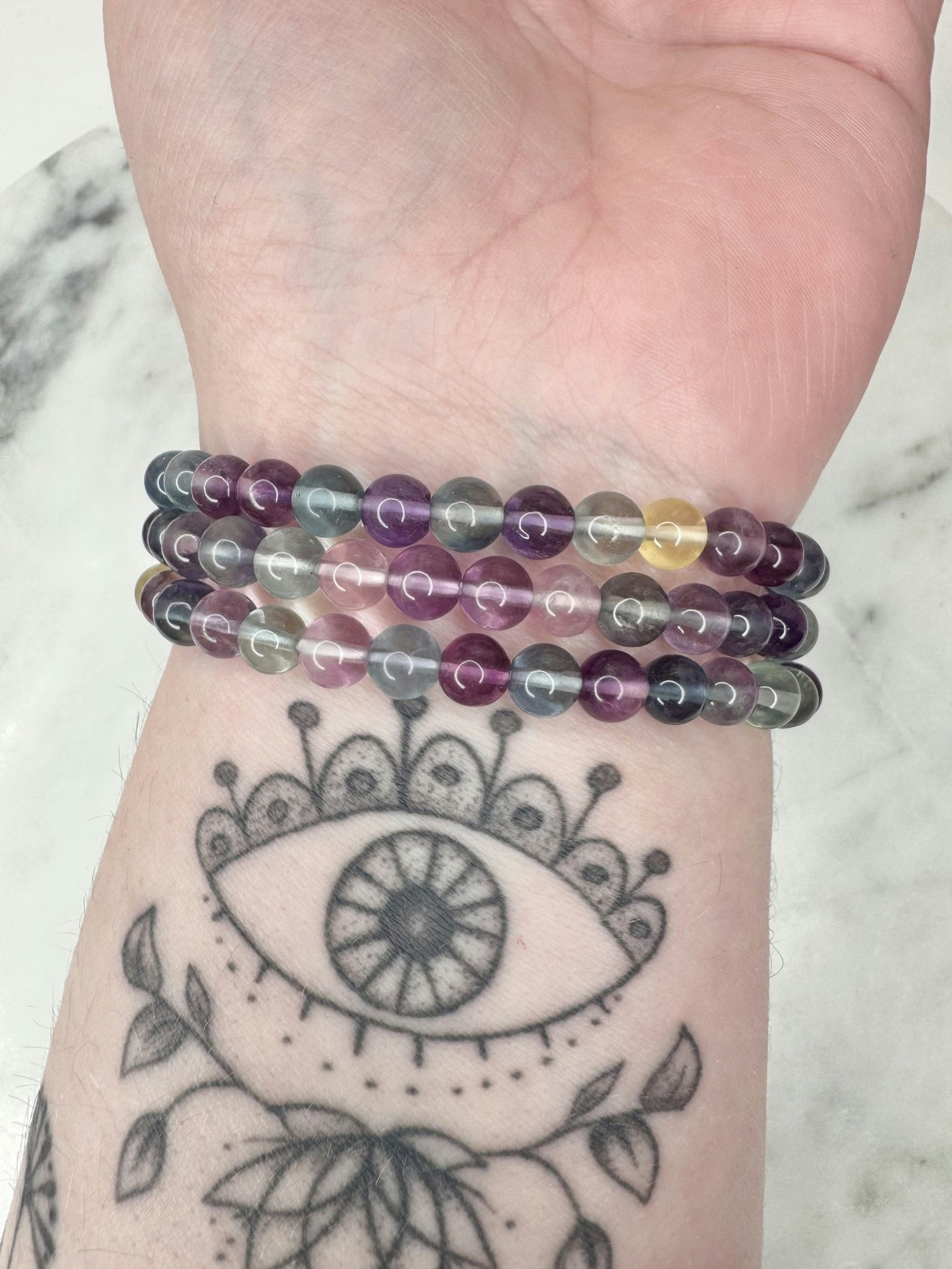 fluorit armband handlek öga