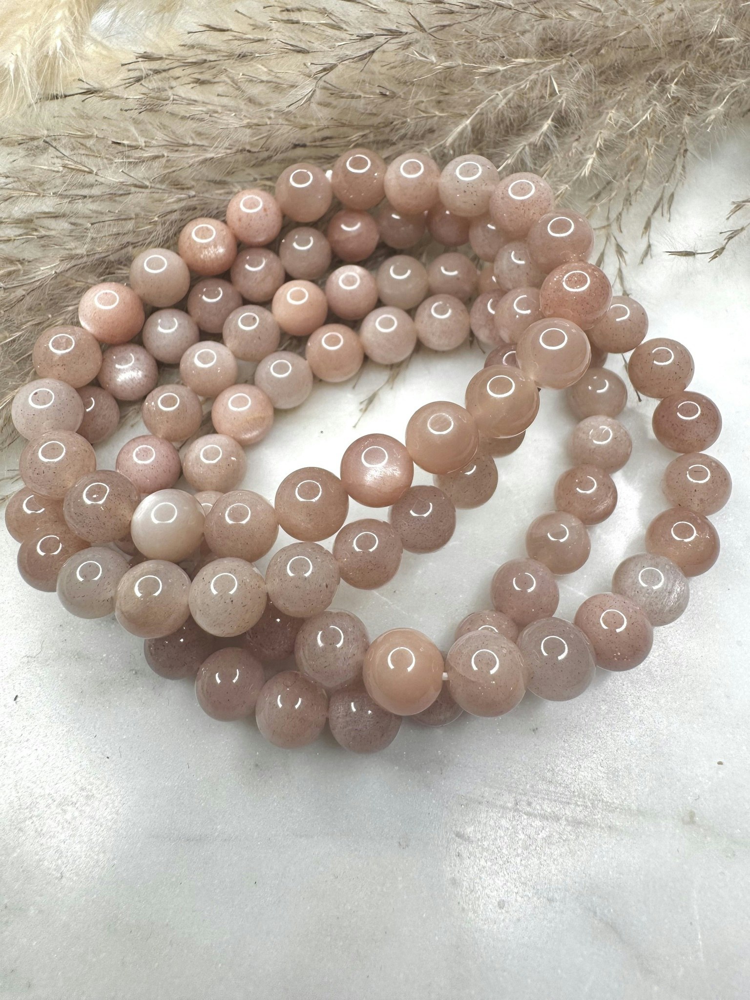 Peachmoonstone 8mm kristall armband