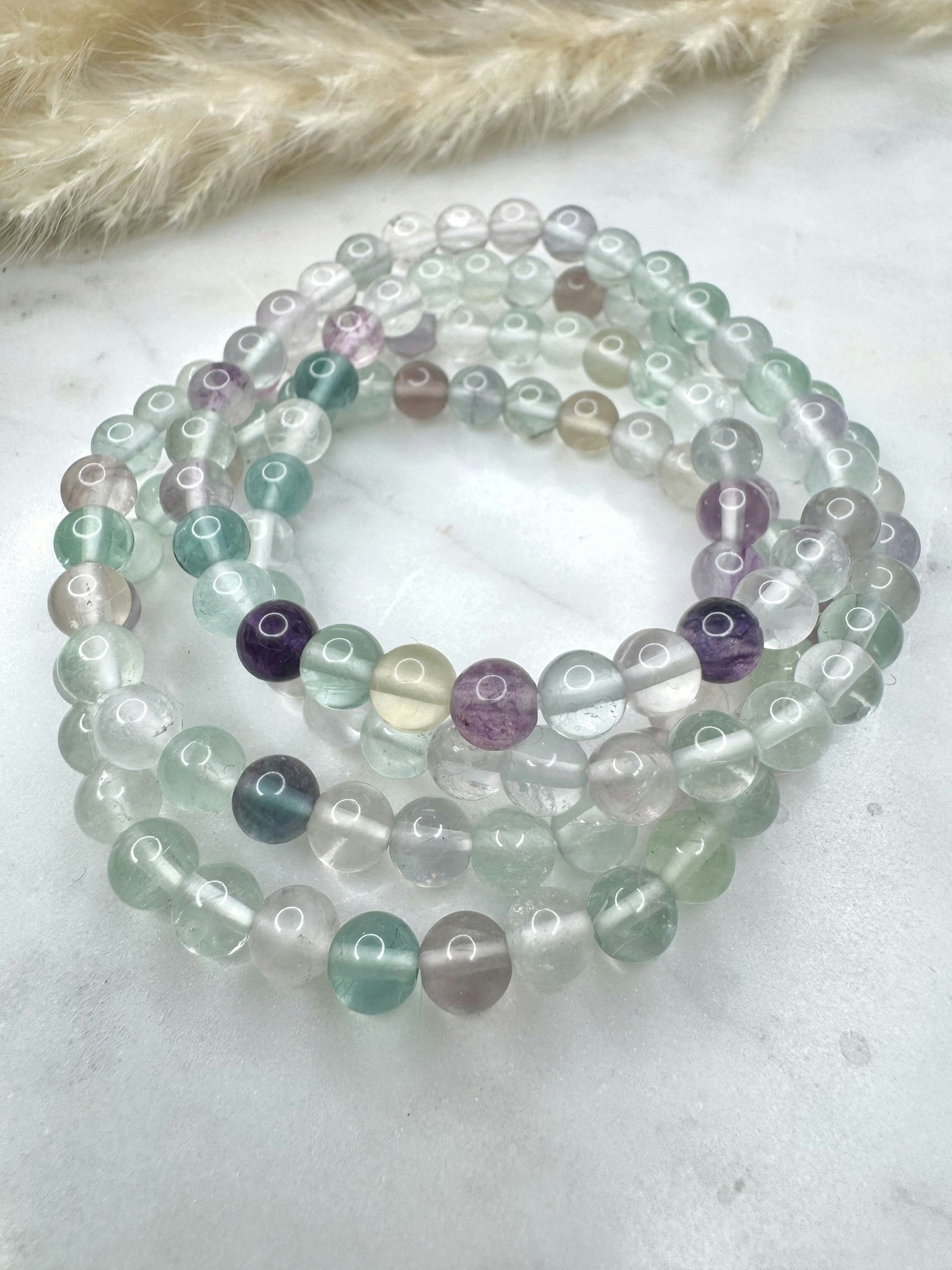 Fluorit 6mm (A) armband kristall