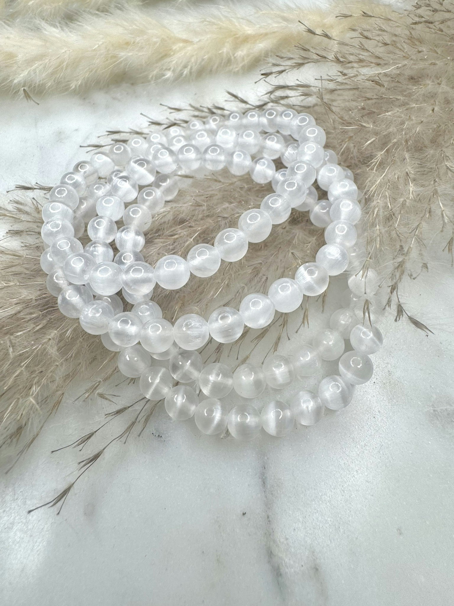 Satin spar armband fyra stycken kristall 6mm
