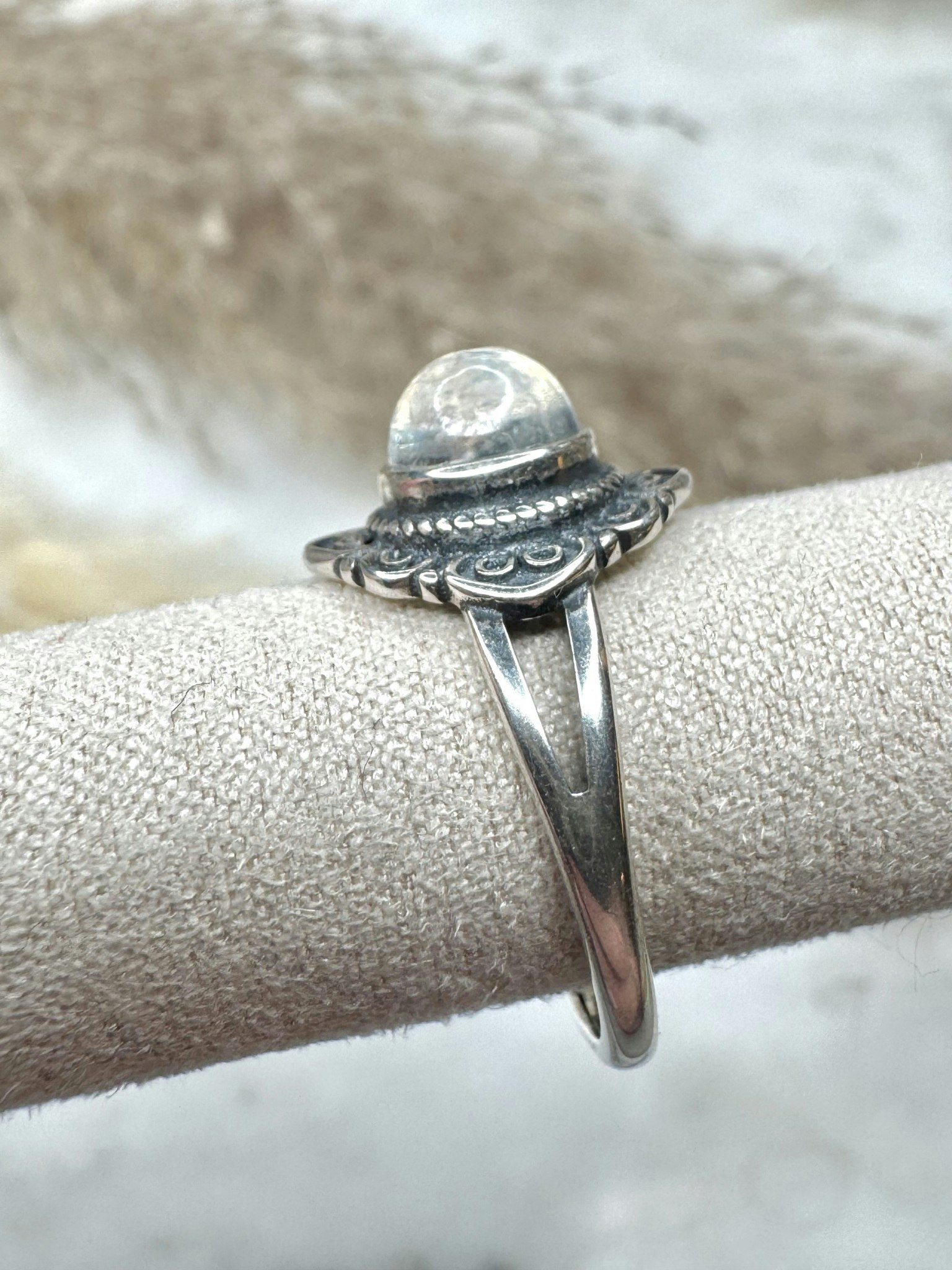 Silverring månsten