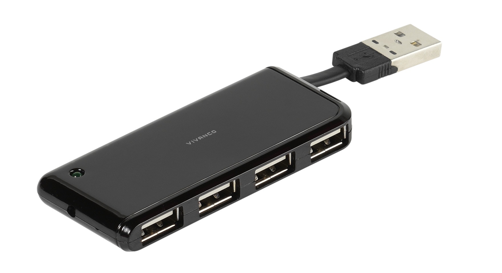 4x USB-Hub 2.0 High Speed m. USB Svart